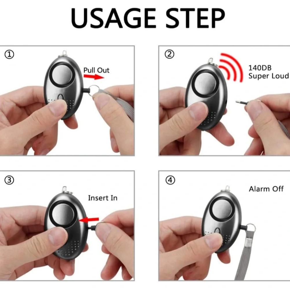 New Personal Self-Defense Keychain Alarm with Flash Light! White - Picture 4 of 12